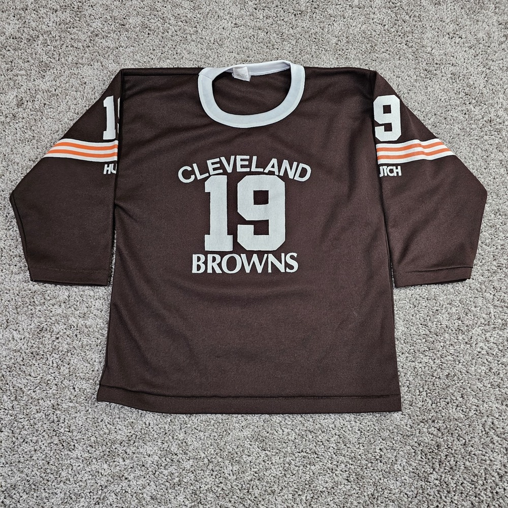 Cleveland Browns Hutch Boys Sz Medium Jersey T-Shirt #19 Vtg 80s NFL Football